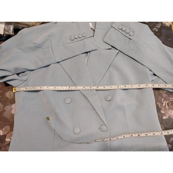 Revolve WeWoreWhat Double Breasted Blazer Suiting Twill Storm Blue Womens M NWT - Picture 7 of 10